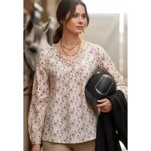 Bit & Bridle floral prairie style lightweight cotton blouse
